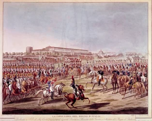 Desfile da cavalaria italiana do Reino de Itália. Estampas do início do século XIX