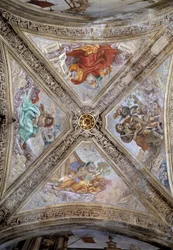 Patriarcas Adão, Abraão, Jacob e Noé. Século XIV, afresco