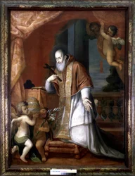 Pius V (1504 - 1572). Pintura anônima de uma Igreja Lombarda.