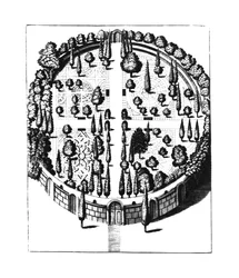 Plano do Jardim Botânico da Universidade de Pádua, do Gymnasium Patavinum, de Filippo Tomasini, publicado em 1654