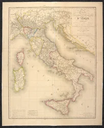 Mapa político indicando as divisões dos estados da Itália