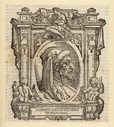 Retrato de Agnolo Gaddi, pintor italiano de Florença, cerca de 1350-1396