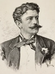 Retrato de Herbert von Bismarck (1849-1904), político alemão, gravado por Riera a partir de fotografia dos irmãos Vianello, de L