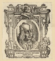 Retrato de Lorenzo Costa, pintor italiano de Ferrara da Renascença