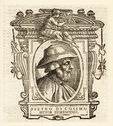 Retrato de Piero di Cosimo, também conhecido como Piero di Lorenzo, pintor italiano da Renascença de Florença