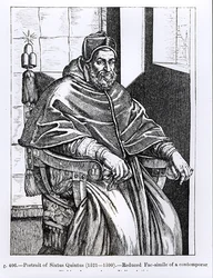 Retrato do Papa Sisto V (1520-90) ilustração de &39;Ciência e literatura na idade média e o Renascimento&39;, escrito e gravado por Paul Lacroix, 1878