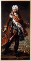 Retrato de Vittorio Amedeo II di Savoia chamado Volpe Savoiarda (1666-1732) (Victor Amedee II ou Victor-Amedee), Duque da Sabóia e Rei da Sicília e depois da Sardenha. Pintura conservada no Castelo A. Racconigi.