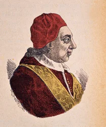 Retrato do Papa Benoit XIV (Benedetto, Benedict ou Benedictus) (1740-1758), 1898 (gravura com posterior coloração)