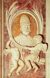 Alívio de Dâmaso I (c.304-84) em uma pilastra de nave (mármore)