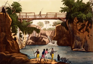 Rio Roccie perto de San Benedetto, Ilha de Madagascar, de trajes de ... por Giulio Ferrario, c.1820s-30s
