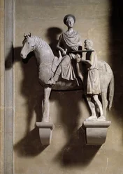 São Martinho um cavalo a partilhar o seu casaco com um mendigo. Escultura