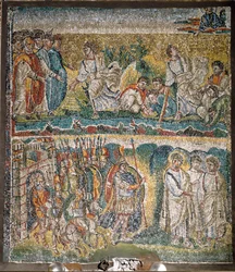 Cenas do Livro de Josué: A tomada de Jericó, Os sete sacerdotes que levam a Arca da Aliança (mosaico)