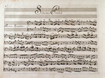 Página da partitura para “Sonata para violino e baixo continue” de Giuseppe Tartini