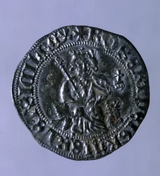 Moeda de prata cunhada no tempo do Rei de Nápoles Robert I de Anjou (1275-1343).
