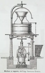 Moinho a vapor projetado por Giovanni Enrico (1851-1909), gravando Itália