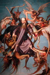 Tentações de Santo Antão. Século XVI. Pintura. Anónimo. Génova. Itália.