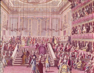 A bola no Teatro San Benoit em Veneza em 22 de janeiro de 1782, final do século XVIII