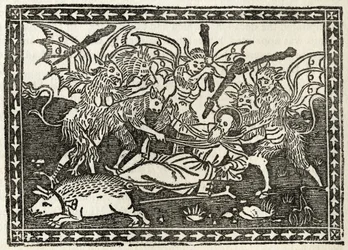 O Bastinading de Santo Antônio, de &39;Um Catálogo de uma coleção de gravuras, gravuras e xilogravuras&39;, por Richard Fisher, publicado em 1879
