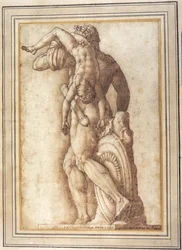 O Imperador Commodus como Gladiador (caneta e tinta com lavagem em papel)