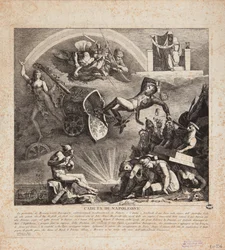 A queda de Napoleão - caricatura da queda da Itália, 1814