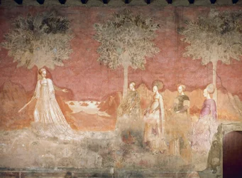 O jogo de bola, cena do ciclo dos Jogos, ca 1445-1450, afresco, Palazzo Borromeo, Milão, Lombardia, Itália