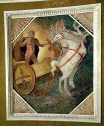 O salão ao nível do Nymphaeum, detalhe da decoração da abóbada representando Zeus descendo do Olimpo na sua carruagem, possivelmente executado por Bartolomeo Ammannati (1511-92) (fresco)