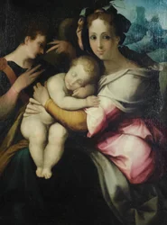 Virgem e Menino, artista desconhecido da Toscana, meados do século XVI (óleo sobre tela)