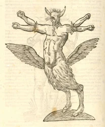 tetrachiron ilustração monstro alado do humano orelhudo de kazakovae History of Monsters, 1642
