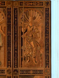 Detalhe de uma das portas na Sala degli Angelo, Palazzo Ducale, Urbino (madeira)