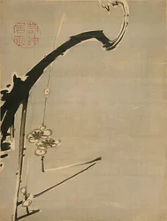 Flores de Ameixa - Jakuchu, Ito (1716-1800) - Século XVIII - Aquarela e tinta sobre papel - 34,8x26,2 - Museu de Arte Suntory