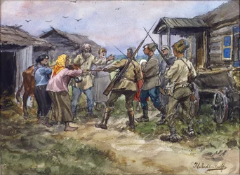 Requisição de gado para o Exército Vermelho numa aldeia perto de Luga