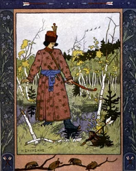 Conto russo "A princesa sapo", doente. por Bilibin