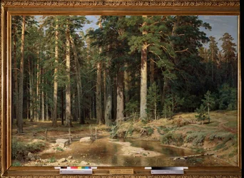 Bosque de árvores mast (ou falso ashoka, Polyalthia longifolia) - Pintura de Ivan Ivanovich Shishkin (Chichkine) (1832-1898)