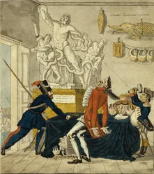 Napoleão Bonaparte vendendo mercadorias roubadas, 1813