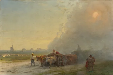 Carros de boi na estepe ucraniana