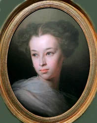 "Retrato de Natalia Alexandrovna Pouchkina (1836-1913) fille du poete Alexandre Pouchkine" (Retrato de Natalia Alexandrovna Pushkina, Condessa de Merenberg (1836-1913), Filha de poeta) Peinture d