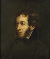 Último retrato da vida do poeta Alexander Sergeyevich Pushkin 1799-1837, 1837.