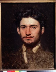 Retrato do artista Fyodor Vasilyev (Feodor Alexandrovich, Fiodor Alexandrovich Vasiliev (1850-1873) (Retrato do artista F. Vasilyev) Pintura de Ivan Nikolayevich Kramskoi (1837-1887), óleo sobre tela, cerca de 1871. Arte russa, 19º retrato do século.