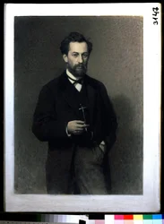 Retrato do artista Mikhail Konstantinovich Klodt barão von Jurgensburg (Michail Clodt, Michael Konstantinow Clodt) (1832-1902) (Retrato do artista M.K.Clodt). Pintura de Ivan Nikolayevich Kramskoi (1837-1887), óleo sobre tela