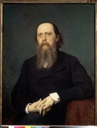 Retrato do escritor Mikhail Saltykov-Shchedrin (Saltykov Shchedrin, Saltykov-Shchedrin, Saltykov Shchedrin) (1826-1889) (Retrato do autor M. Saltykov Shchedrin). Pintura de Ivan Nikolayevich Kramskoi (1837-1887), óleo sobre tela