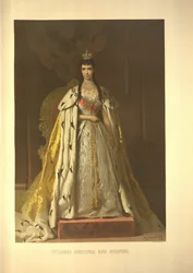 Retrato da coroação da imperatriz Maria Feodorovna, princesa Dagmar da Dinamarca, do álbum da coroação