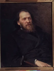 Retrato do poeta Iakov Polonsky (1819-1898) (Retrato do poeta Y.Polonsky). Peinture de Ivan Nokolayevich Kramskoi (1837-1887), huile sur toile