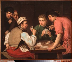 The Cardsharps - Pintura de Ivan Philippovich Tupylev (Toupylev) (1758-1821), óleo sobre tela