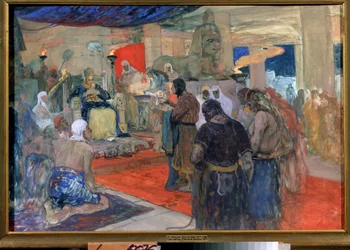 Antiguidade egípcia: "um faraó em frente à sua corte", c.1900
