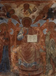 Afresco na Catedral de Nossa Senhora do Signo, Novgorod, início do século XVIII.
