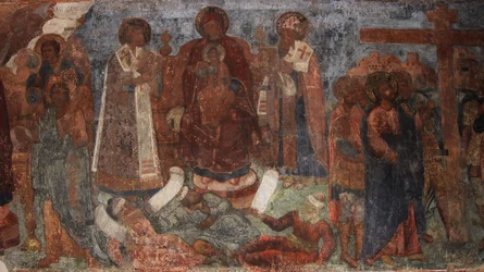 Afresco na Catedral de Nossa Senhora do Signo, Novgorod, início do século XVIII.