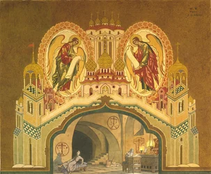 Mosteiro de Chudov. Cenografia da ópera Boris Godunov de M. Musorgsky, 1930
