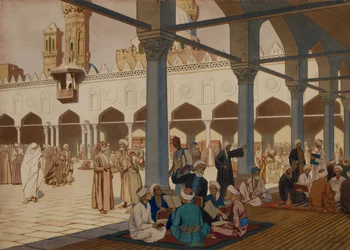 Pátio da Mesquita e Universidade Al-Azhar, Cairo, 1928