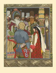 Ilustração para o conto de fadas de Ivan Tsarevich, o Firebird e o lobo cinzento, 1902
