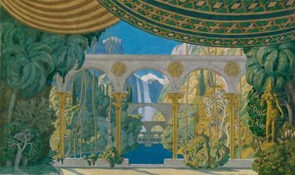 Os jardins de Tchernomor. Cenário para a ópera Ruslan e Ludmila de M. Glinka, 1913